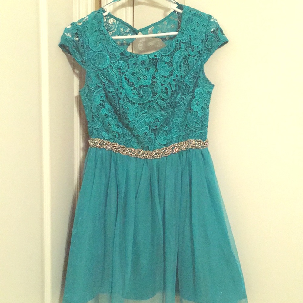 Lacey Teal, shirt special occasion dress